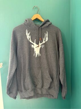 Men's Charcoal Hoodie with White Deer Graphic